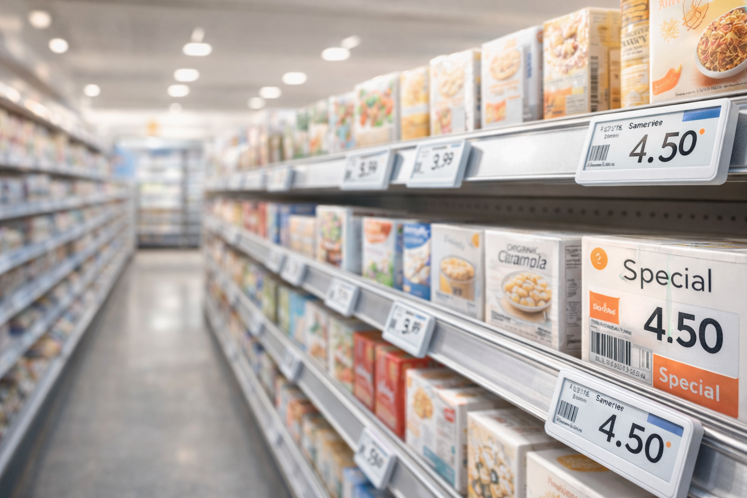 Electronic shelf labels used in retail store shelving